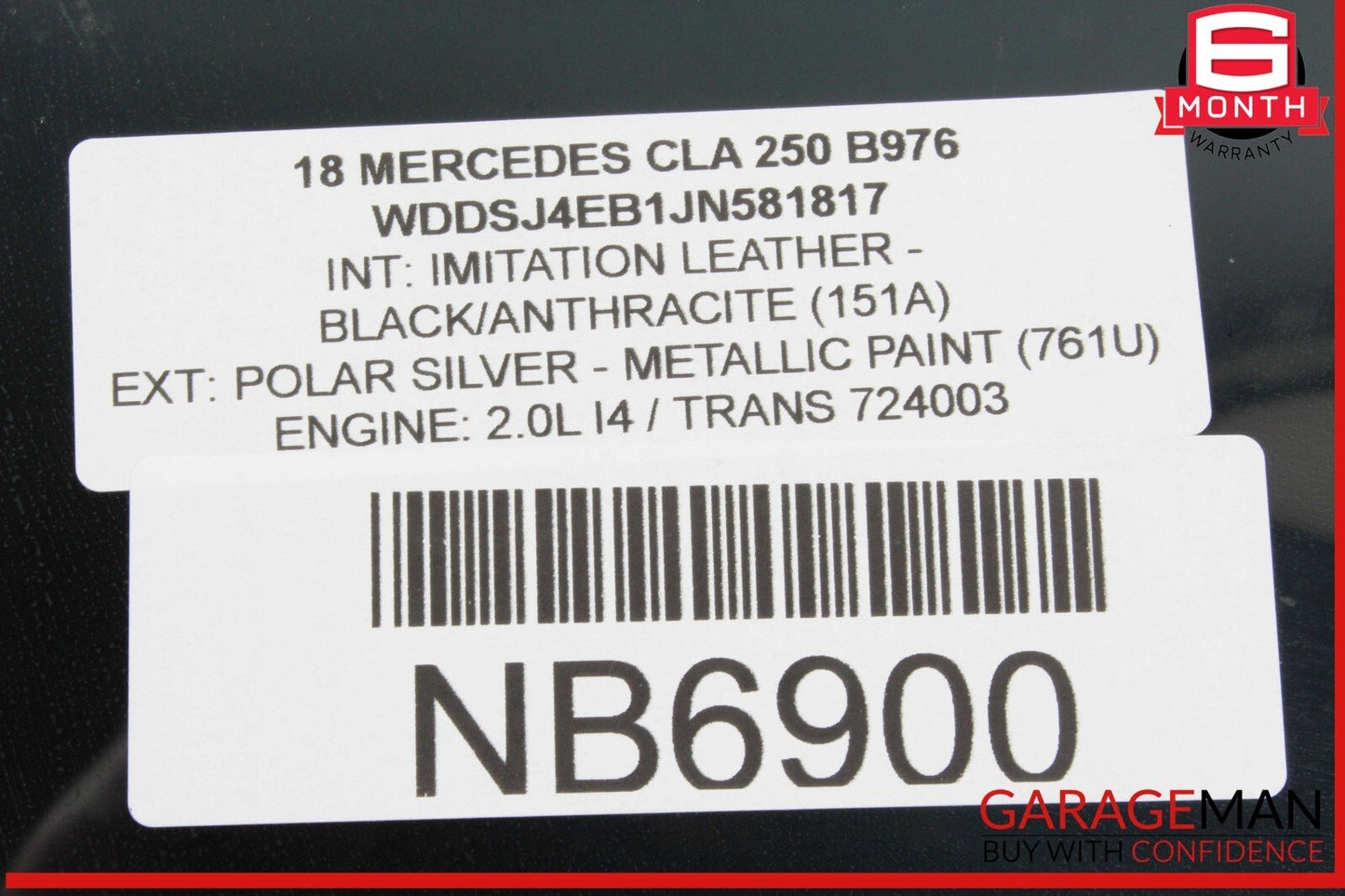 14-18 Mercedes W117 CLA250 Rear Right Passenger Side Door Window Glass OEM