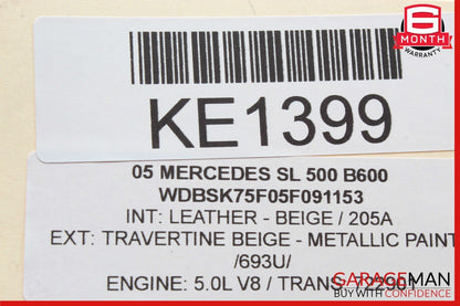 03-12 Mercedes R230 SL500 SL550 SL65 AMG Rear SAM Fuse Box Relay Module OEM