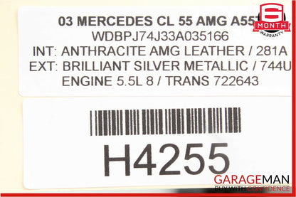 03-06 Mercedes W215 CL500 CL55 AMG Front Left Seat Belt Buckle OEM