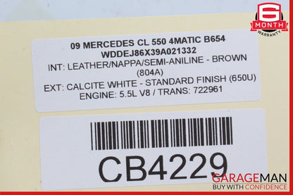 07-14 Mercedes W216 CL550 CL600 Right Passenger Door Handle Keyless Go White OEM