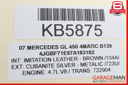 07-09 Mercedes X164 GL450 4MATIC Rear Left Side Taillight Tail Light Lamp OEM