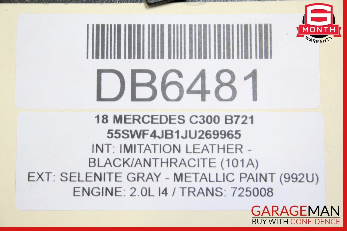 15-20 Mercedes W205 C300 C350 C43 Sedan Rear Trunk Lid Deck Panel Selenite Gray