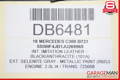 15-20 Mercedes W205 C300 C350 C43 Sedan Rear Trunk Lid Deck Panel Selenite Gray
