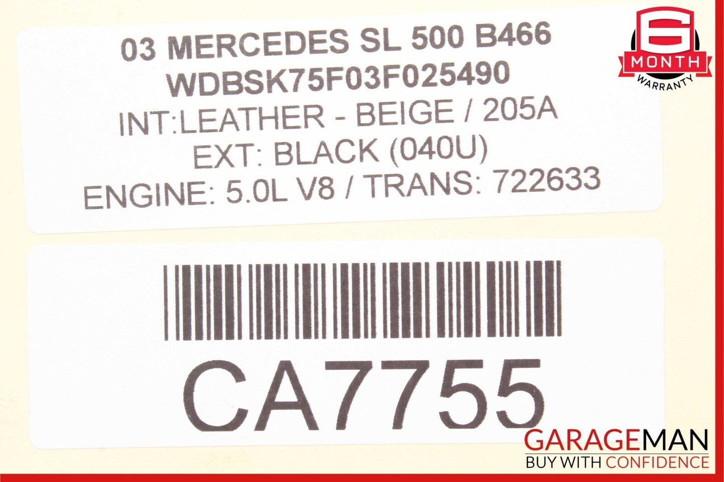 03-06 Mercedes R230 SL500 SL600 Rear Right Hydraulic Shock Strut Absorber OEM