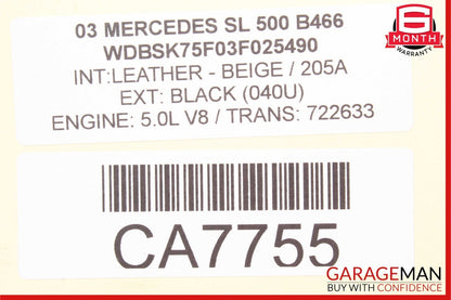 03-06 Mercedes R230 SL500 SL600 Rear Right Hydraulic Shock Strut Absorber OEM