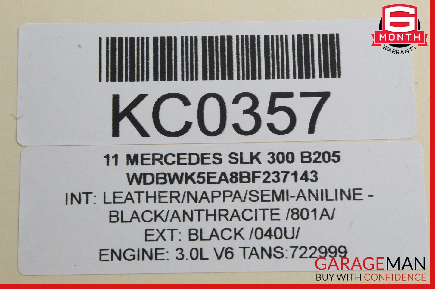 05-11 Mercedes R171 SLK300 Convertible Top Right Side Trunk Lid Cylinder OEM