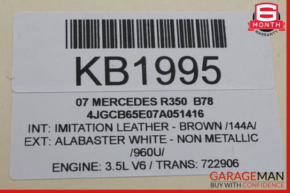 06-10 Mercedes W251 R350 Rear Left Side Exterior Door Handle 2517600634 OEM