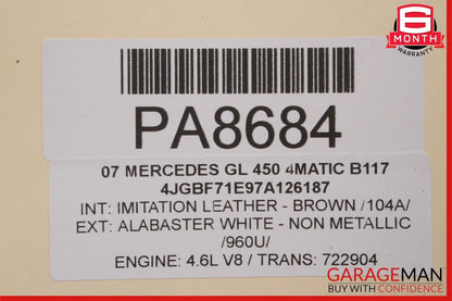 07-12 Mercedes X164 GL450 Front Right Side Lower Bottom Seat Cushion Cover Brown