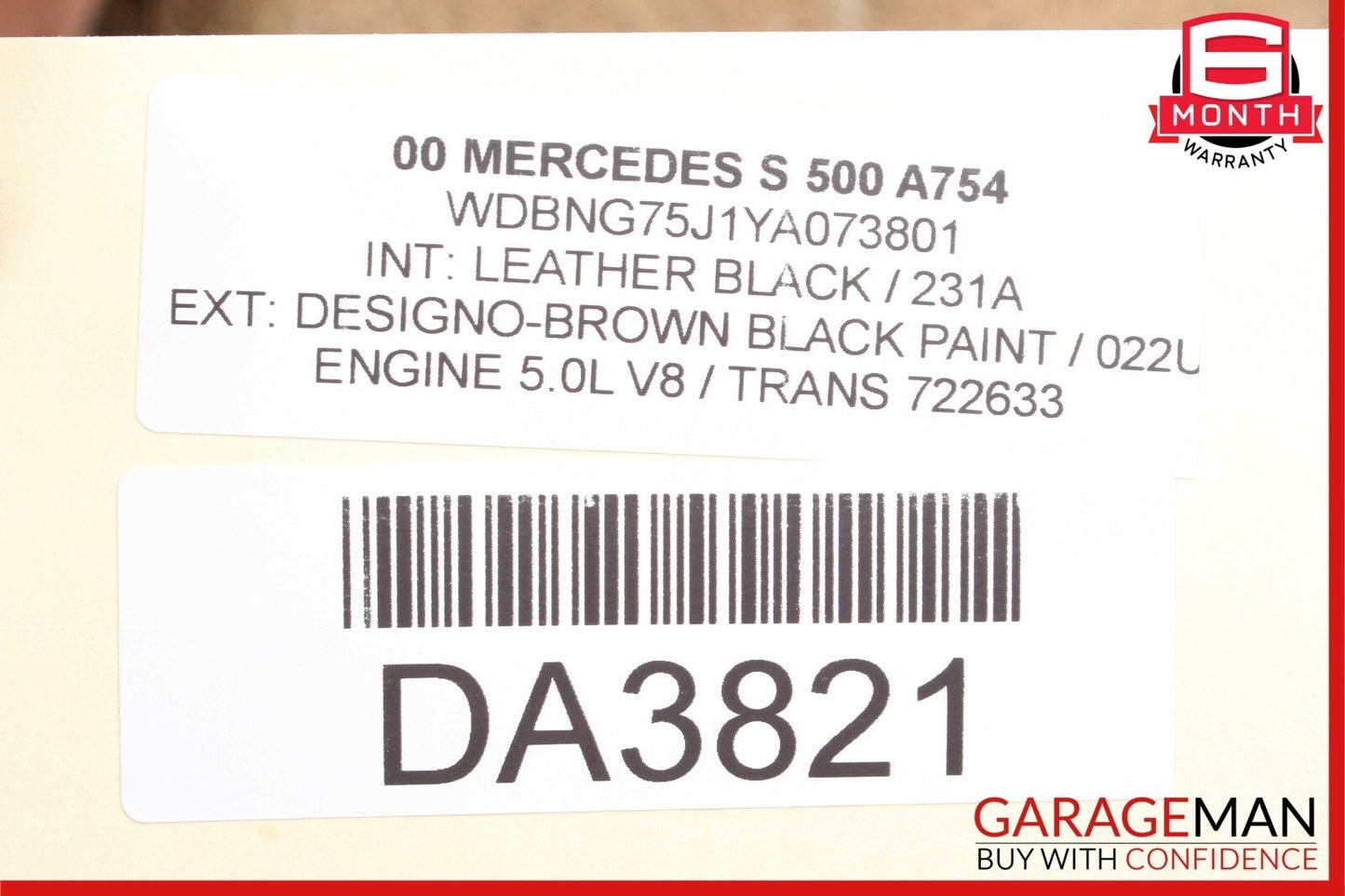 00-02 Mercedes W220 S500 Top Upper Seat Cushion Front Right or Left Brown OEM