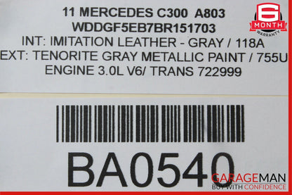 12-14 Mercedes W204 C250 C350 Right Passenger Side Exterior Door Handle Gray