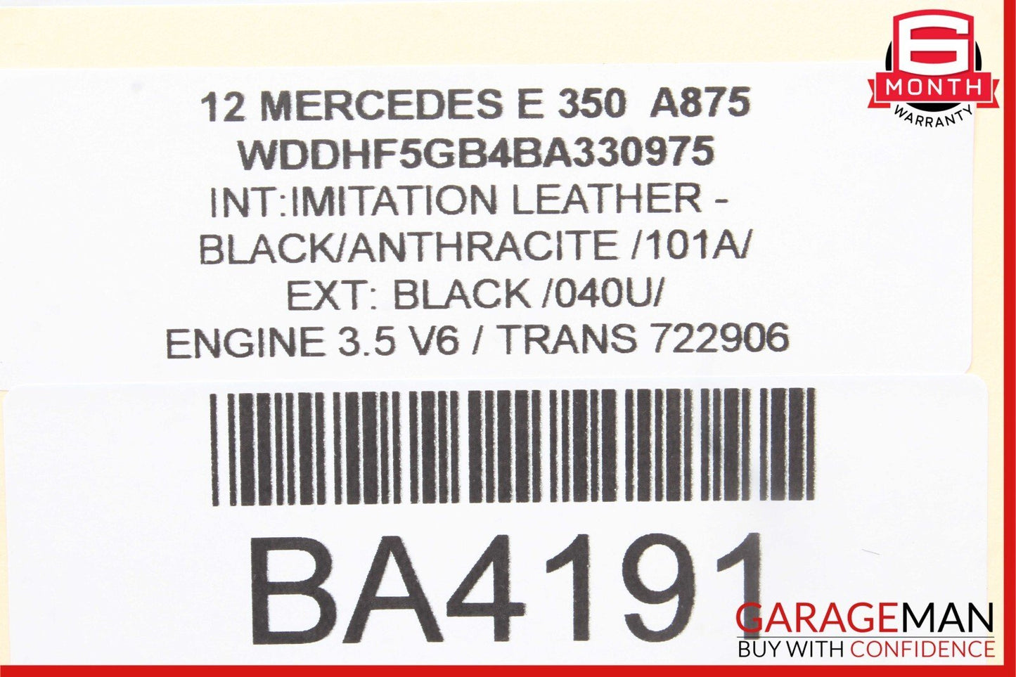 10-13 Mercedes W212 E250 E350 E500 Rear Right Inner Tail Light Taillight Lamp