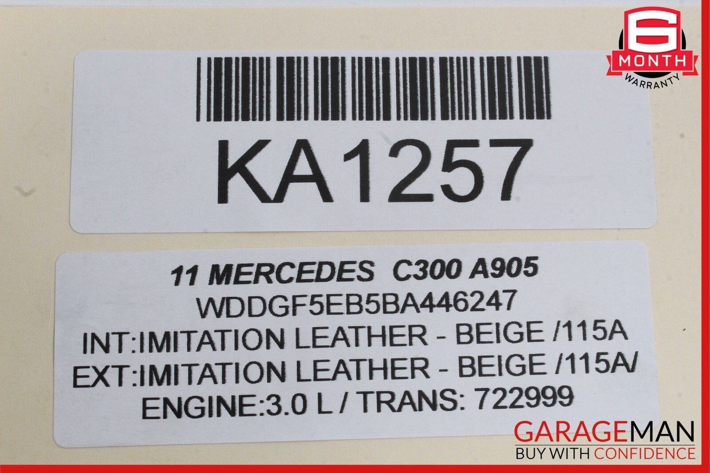 12-14 Mercedes W204 C300 Rear Driver Side Left Exterior Door Handle White OEM