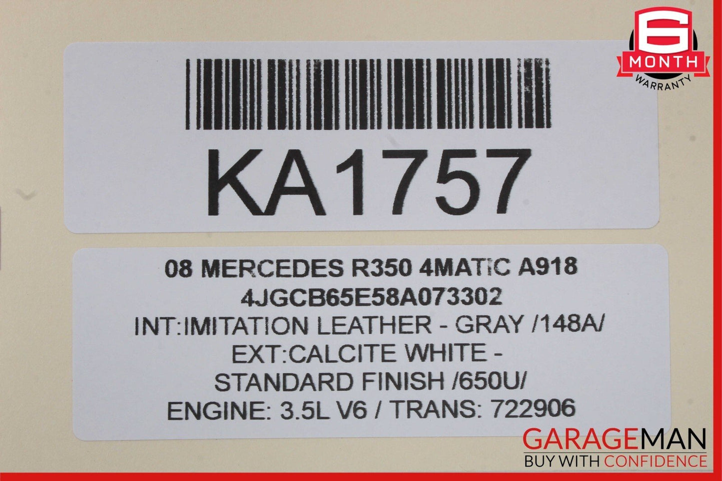 06-10 Mercedes W251 R350 R500 Front Right Side Lower Bottom Seat Cushion Grey