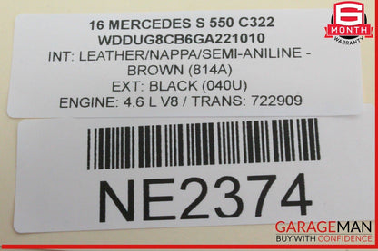 14-17 Mercedes W222 S550 Rear Right Passenger Side Window Regulator Motor OEM