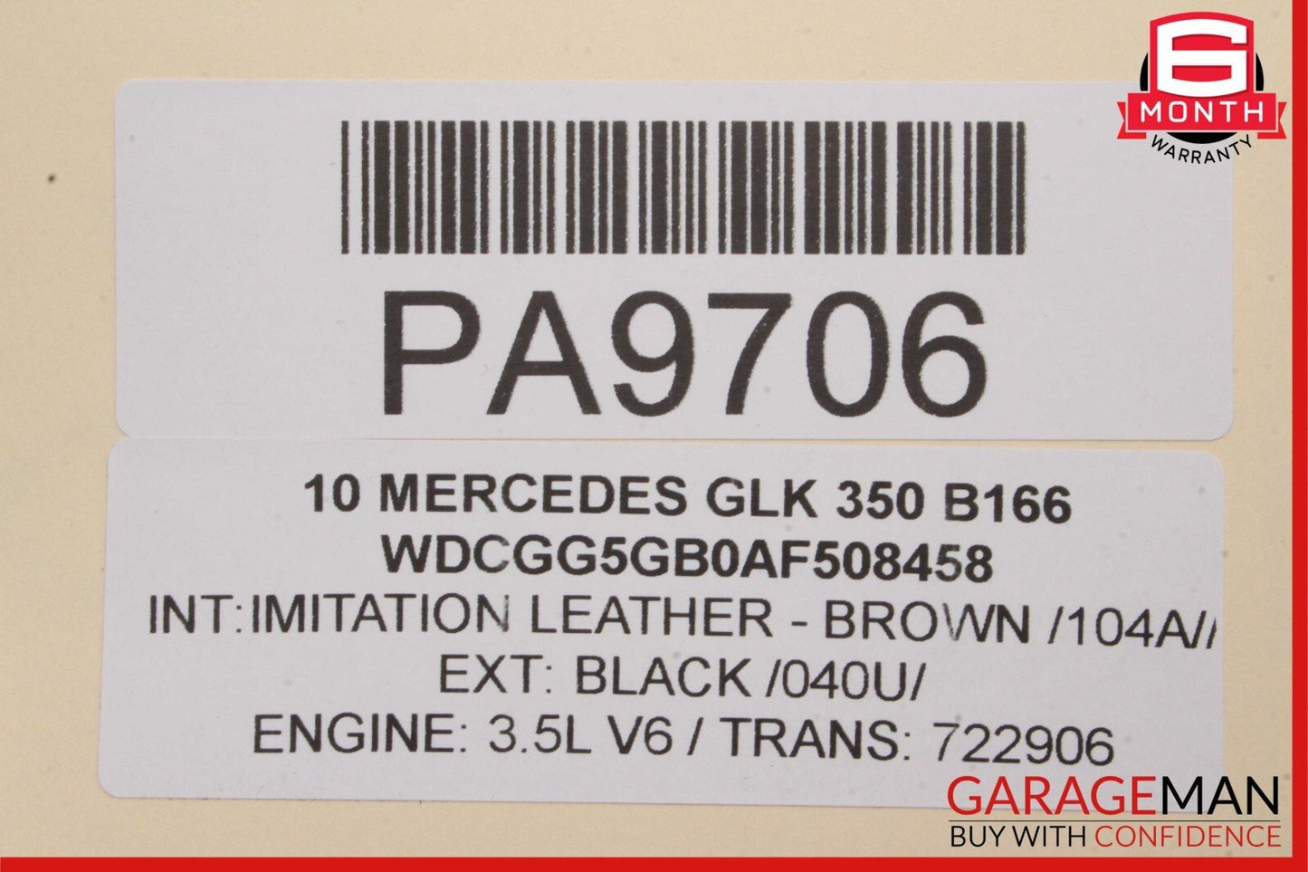 09-12 Mercedes X204 GLK350 Dashboard Dash Board Panel Assembly Brown OEM