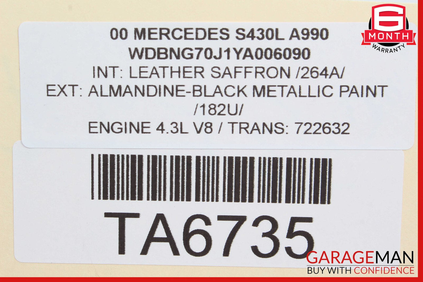 00-06 Mercedes W220 S430 Exterior Door Handle Rear Left Driver Side OEM