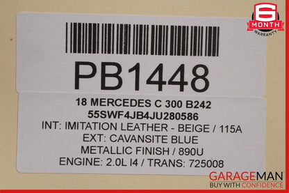 15-20 Mercedes W205 C300 C350e Rear Right Passenger Side Top Upper Seat Cushion