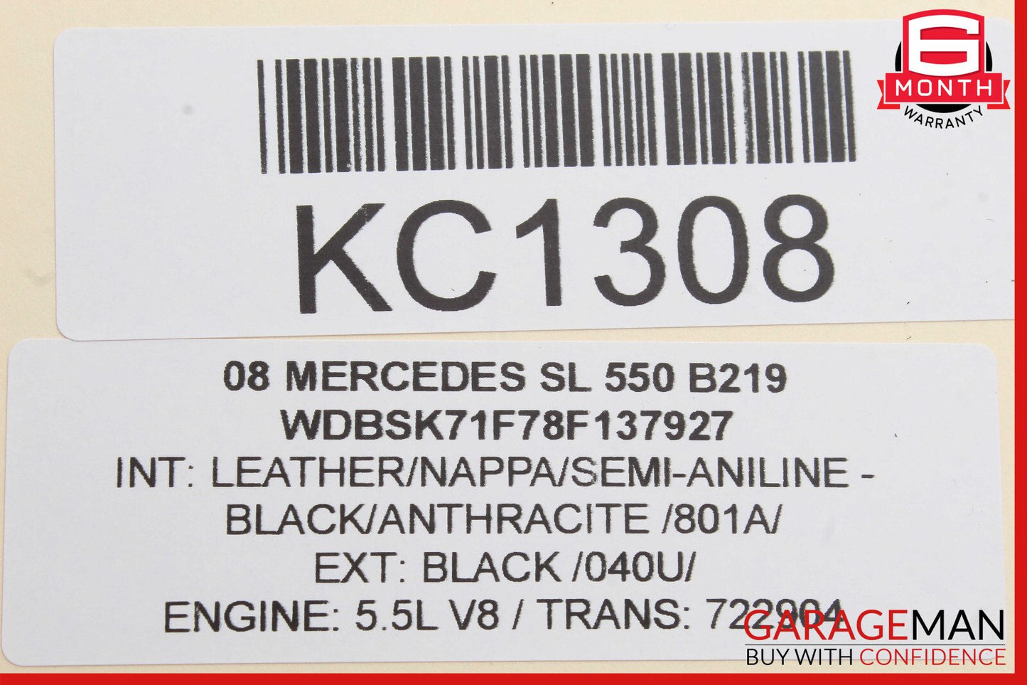 07-12 Mercedes R230 SL550 SL55 AMG Convertible Retractable Rear Top Cover OEM