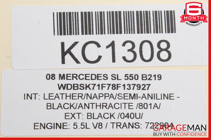 07-12 Mercedes R230 SL550 SL55 AMG Convertible Retractable Rear Top Cover OEM