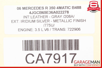06-13 Mercedes W251 R350 Rear Center Console Cup Holder Ash Tray Ashtray Grey