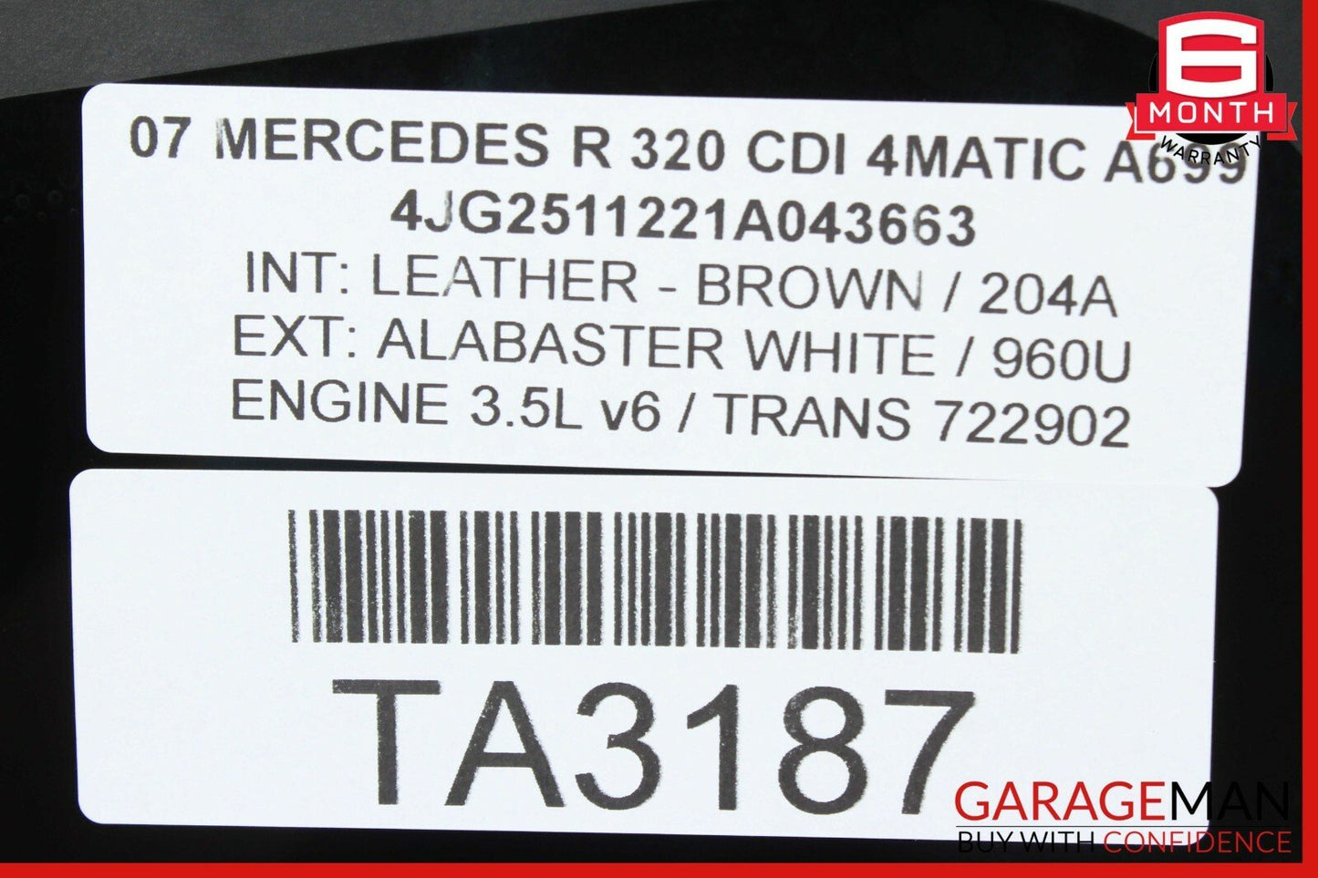 06-13 Mercedes W251 R320 Rear Left Side Door Quarter Window Auto Glass