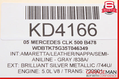 01-07 Mercedes W209 CLK500 Front Right Sun Visor Sunvisor Gray 2038177320 OEM