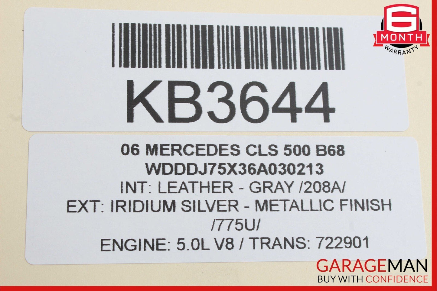 06-08 Mercedes W219 CLS500 CLS550 Front Left Side Door Rear View OEM