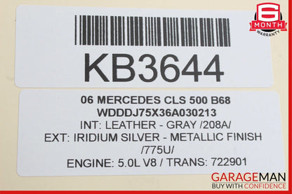 06-08 Mercedes W219 CLS500 CLS550 Front Left Side Door Rear View OEM
