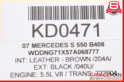 07-13 Mercedes W221 S550 S63 AMG Rear Left Side Exterior Door Handle Black OEM