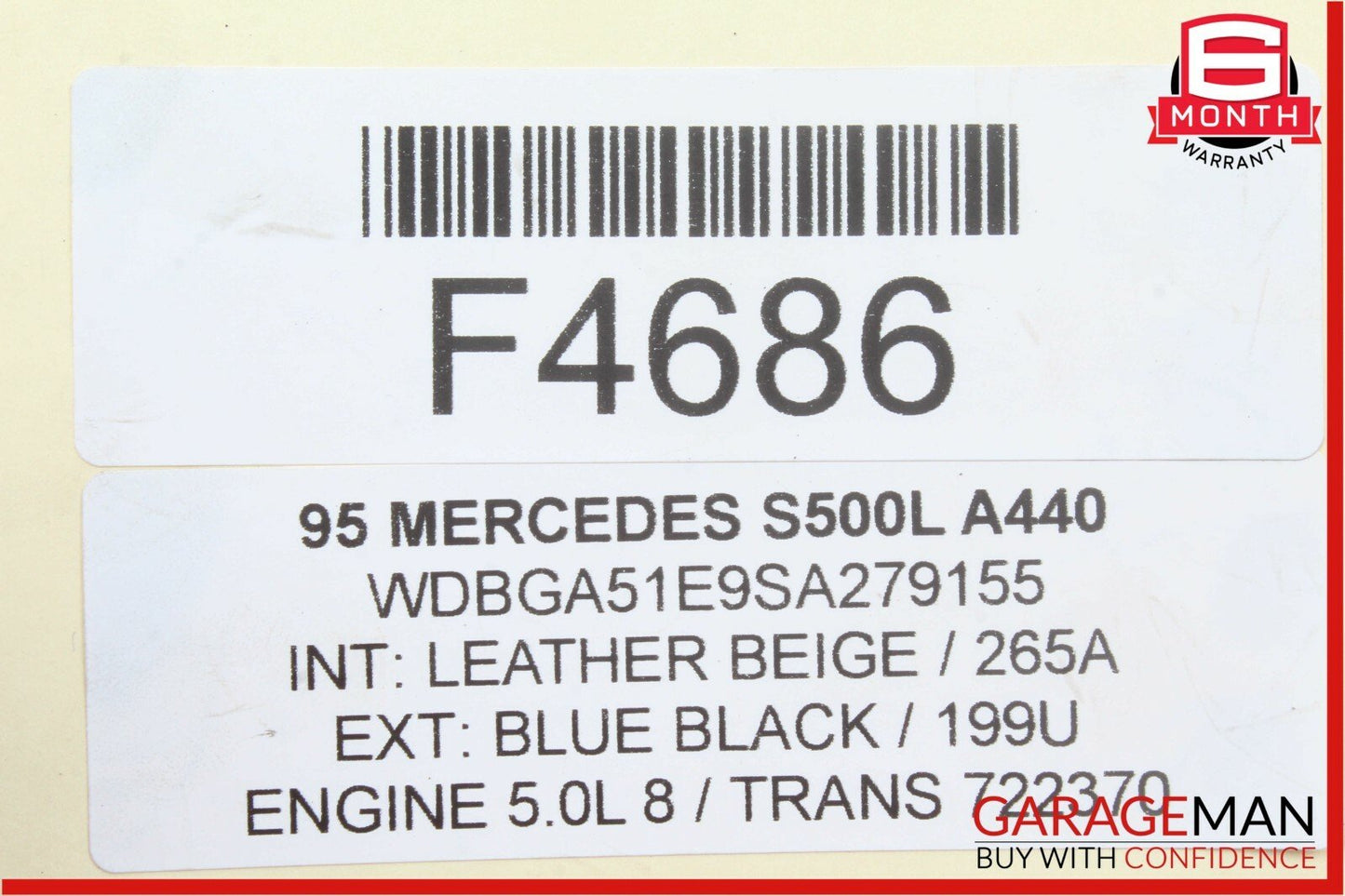 94-99 Mercedes W140 S500 CL500 Right Side Exhaust Manifold Header Pipe OEM