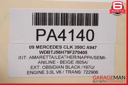 03-09 Mercedes W209 CLK350 Coupe Right Rocker Panel Molding Side Skirt Black OEM