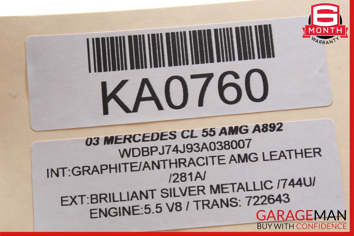 03-08 Mercedes W215 S55 CL55 AMG Left Side EGR Smog Air Pump Check Valve OEM