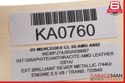 03-08 Mercedes W215 S55 CL55 AMG Left Side EGR Smog Air Pump Check Valve OEM