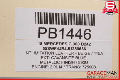 15-20 Mercedes W205 C300 C350e Rear Left Driver Side Top Upper Seat Cushion OEM