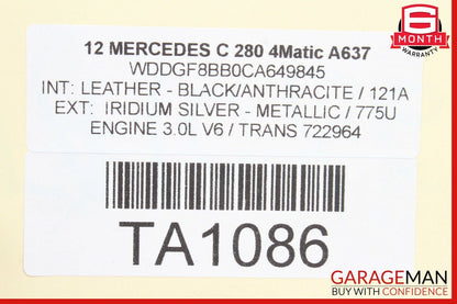 08-14 Mercedes W204 C300 Rear Right Exterior Door Handle w/ Actuator Latch Set