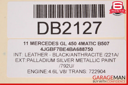 07-12 Mercedes X164 GL450 GL320 Front Right Side Top Upper Seat Cushion Black