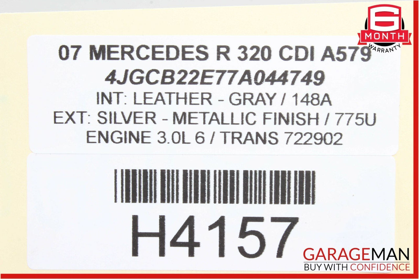 06-08 Mercedes R320 ML350 GL450 Front Right Passenger Seat Belt Seatbelt Grey