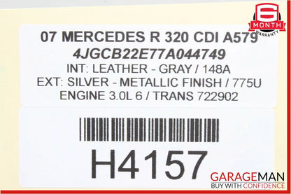 06-08 Mercedes R320 ML350 GL450 Front Right Passenger Seat Belt Seatbelt Grey