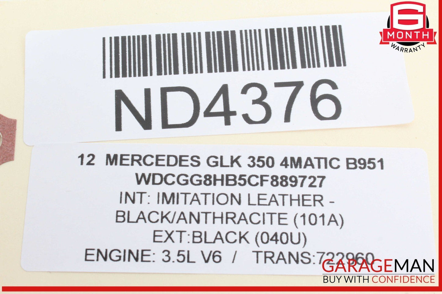 12-17 Mercedes X204 GLK350 4MATIC Top Upper Interior Rear View Mirror Gray OEM