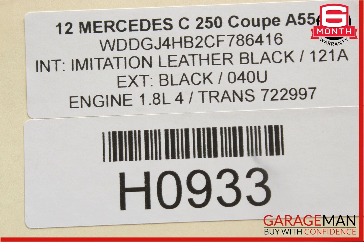 08-14 Mercedes W204 C250 Front Right Side Sun Visor Sunvisor Shade Cover Black