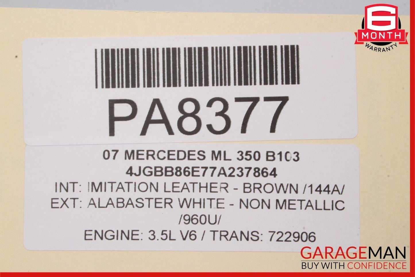 06-08 Mercedes W164 ML500 ML350 Front Right Side Top Upper Seat Cushion Brown