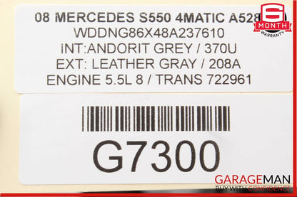 07-13 Mercedes W221 S550 Center Console Dashboard CD Player Trim Cover Grey
