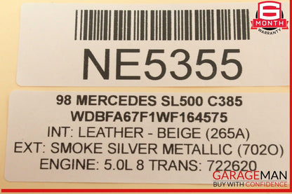 90-02 Mercedes R129 SL500 Right Passenger Side Bow Extension Cylinder OEM