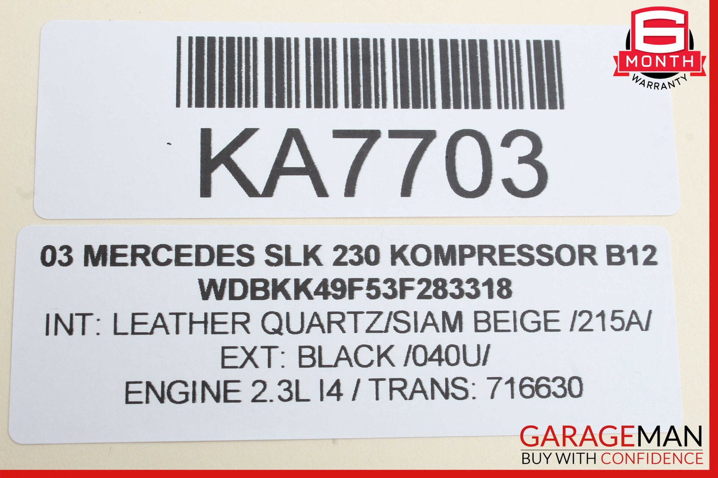 Mercedes R170 SLK230 Convertible Top Front Lock Cylinder Actuator Assembly OEM