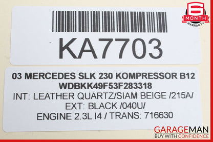 Mercedes R170 SLK230 Convertible Top Front Lock Cylinder Actuator Assembly OEM