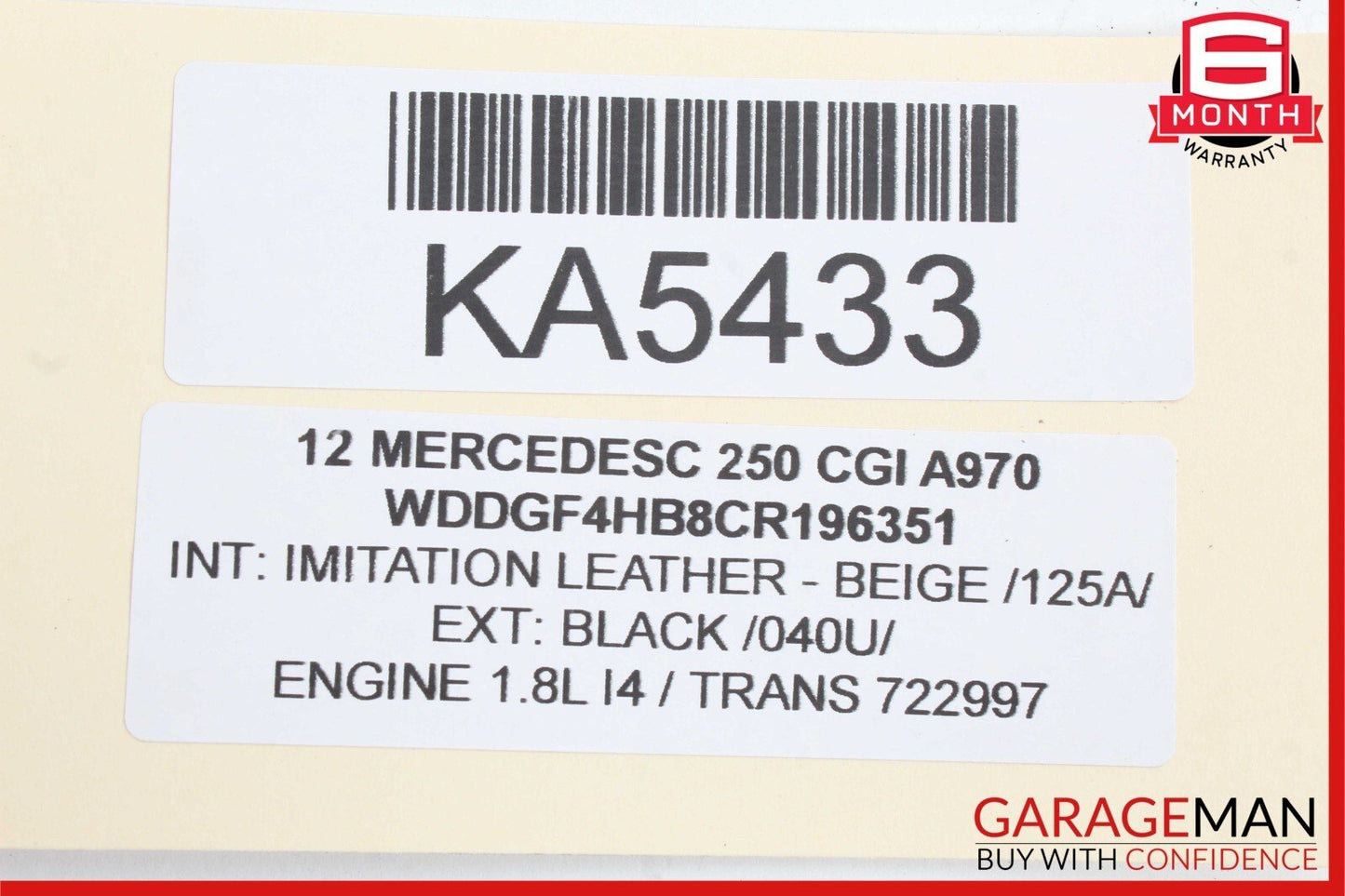 12-15 Mercedes W204 C250 SLK250 1.8L Radiator Intercooler Air Cooler