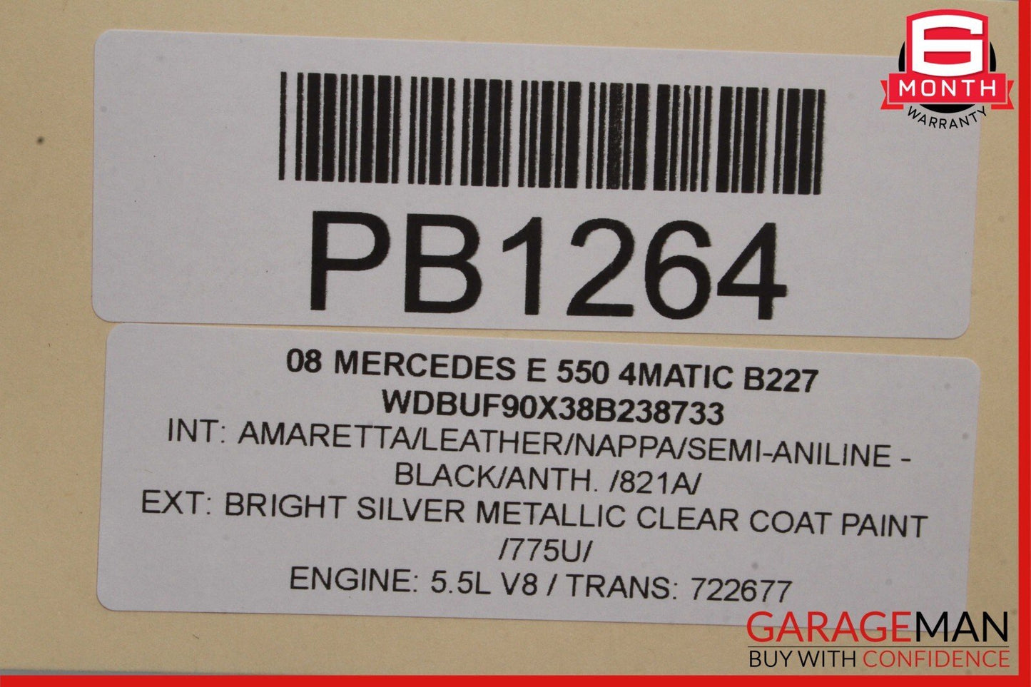 07-09 Mercedes W211 E320 E550 Front Right / Left Top Upper Seat Cushion Cover