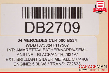 03-05 Mercedes W209 CLK500 Right Passenger Side Interior Door Panel Black OEM