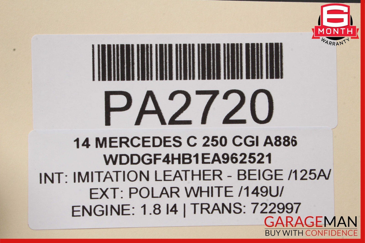 08-14 Mercedes W204 C250 C350 Front Right Side Top Upper Seat Cushion Beige OEM