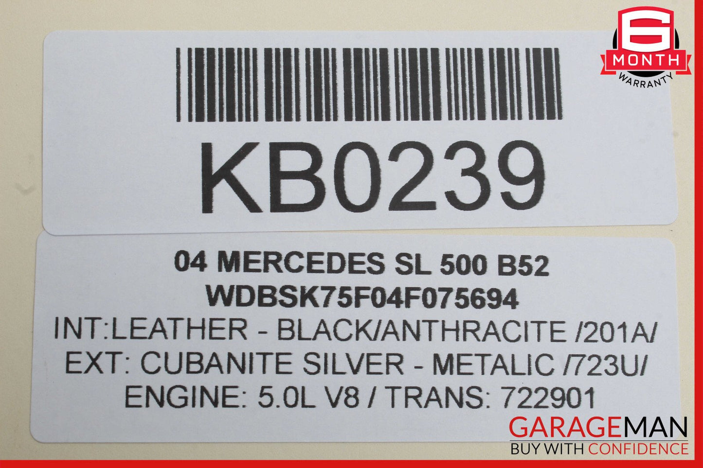03-11 Mercedes R230 SL500 SL600 Right Convertible Main Top Drive Lift Cylinder